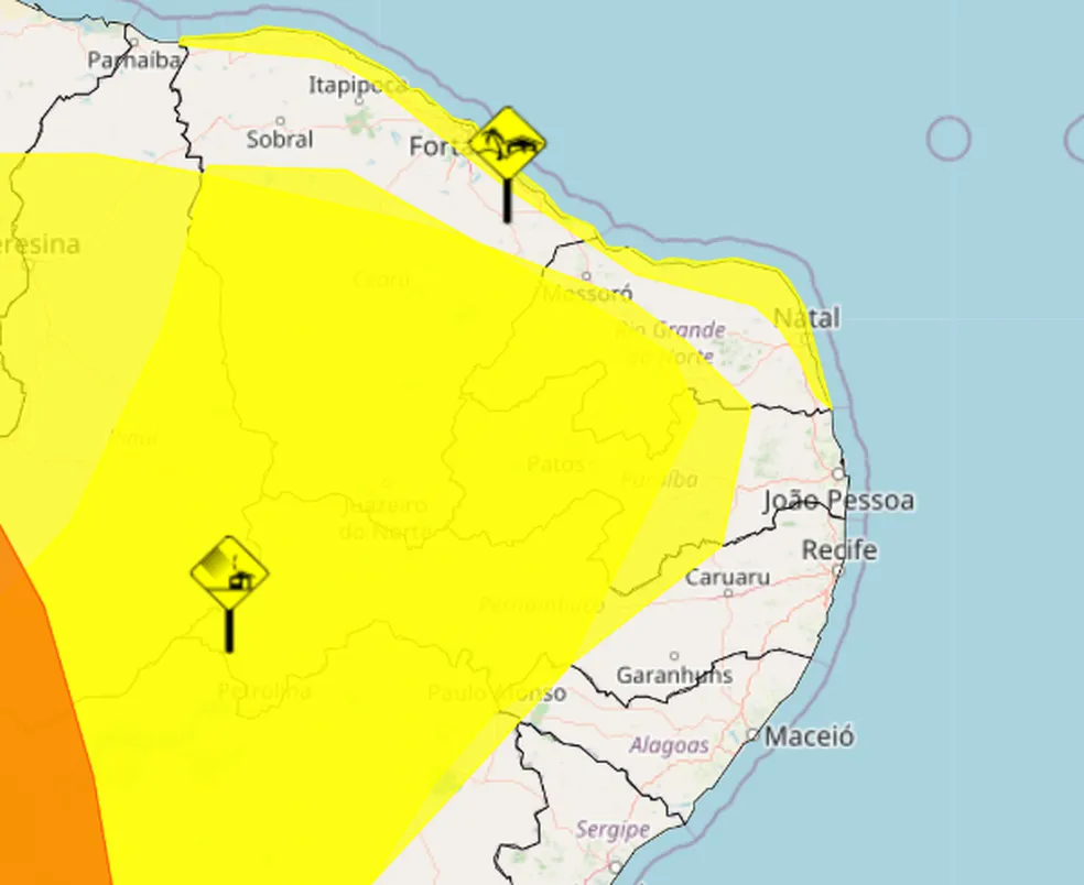Inmet alerta para vendaval e ventos costeiros em 74 cidades do RN