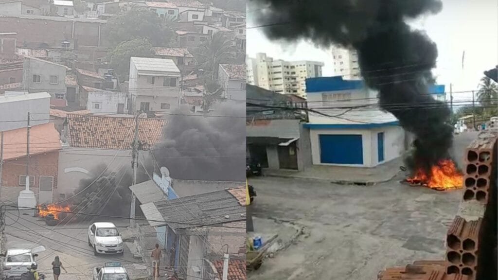 Moradores de Mãe Luiza interditam rua com pneus queimados