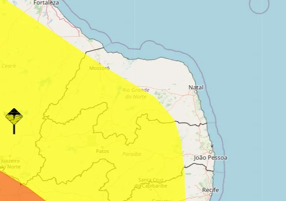 RN: Inmet emite alerta de chuvas intensas para as regiões Central, Oeste e Agreste