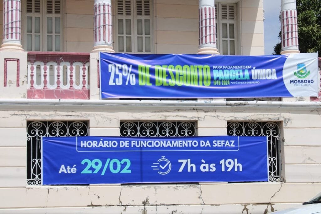 Prazo para pagamento do IPTU em Mossoró com desconto de 25% termina nesta quinta-feira