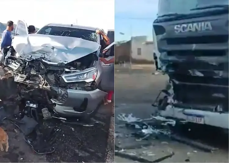 Caminhonete invade pista após “cavalo de pau” e bate de frente com caminhão na BR-226
