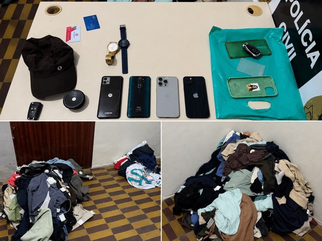 PM recupera 251 peças de roupas furtadas de lojas de shopping e conduz quatro suspeitos no RN