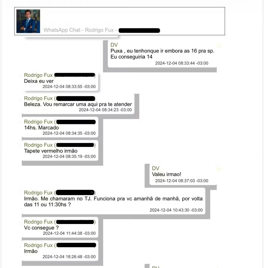 Vorcaro pediu a ajuda de filho de Fux que ofereceu “tapete vermelho” a dono do Master; veja mensagens