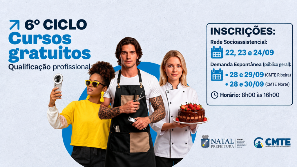 Prefeitura de Natal abre 400 vagas em cursos gratuitos de qualificação